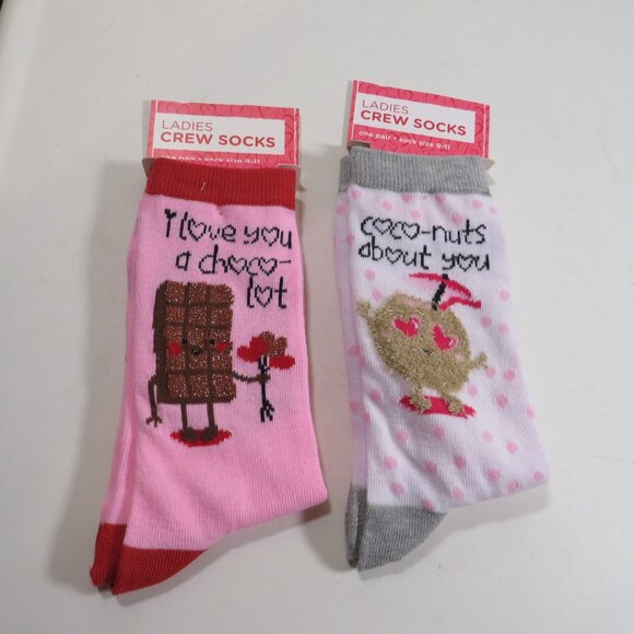 Valentines Socks Coconut and Chocolate NEW (one pair of each design) - Picture 1 of 6